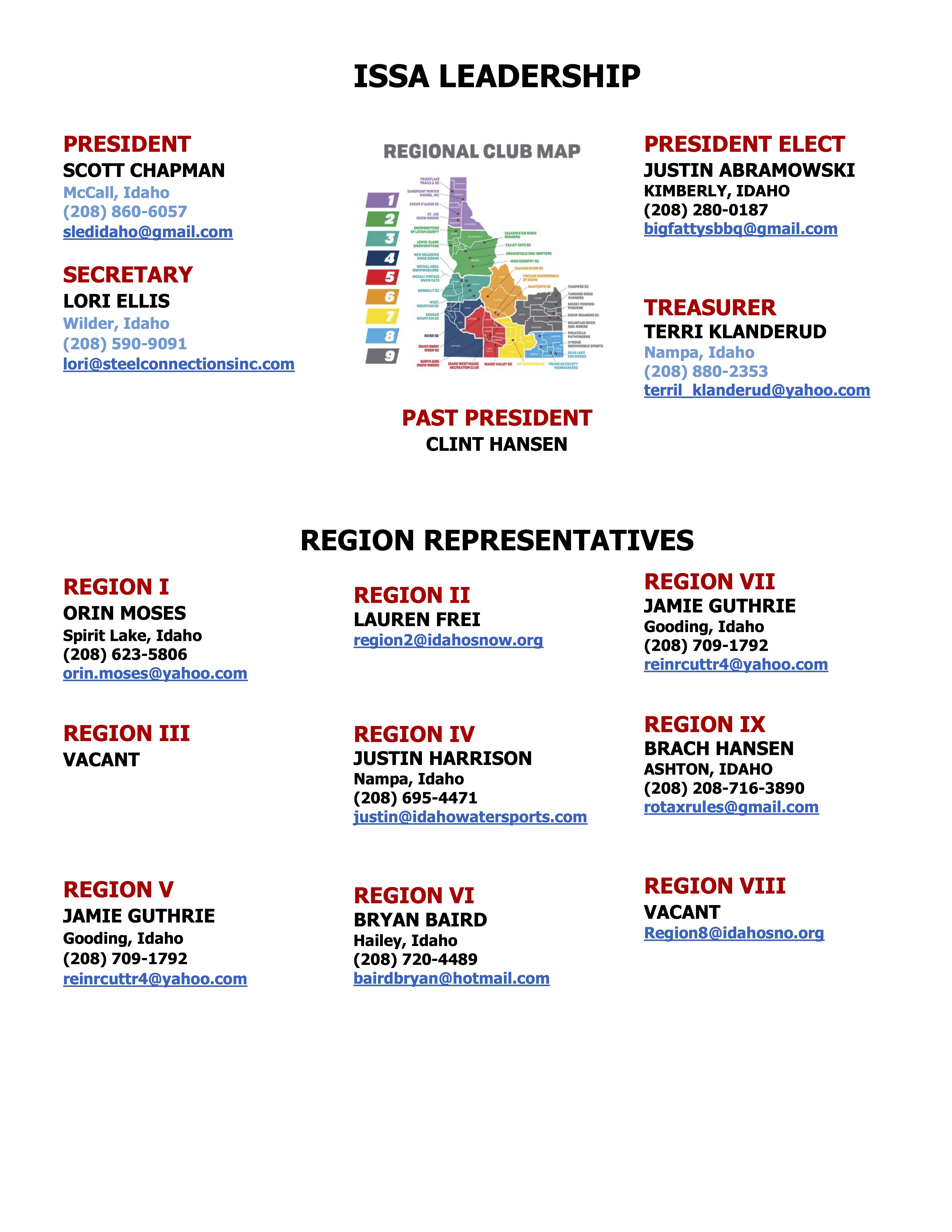 Idaho State Snowmobile Association Leadership